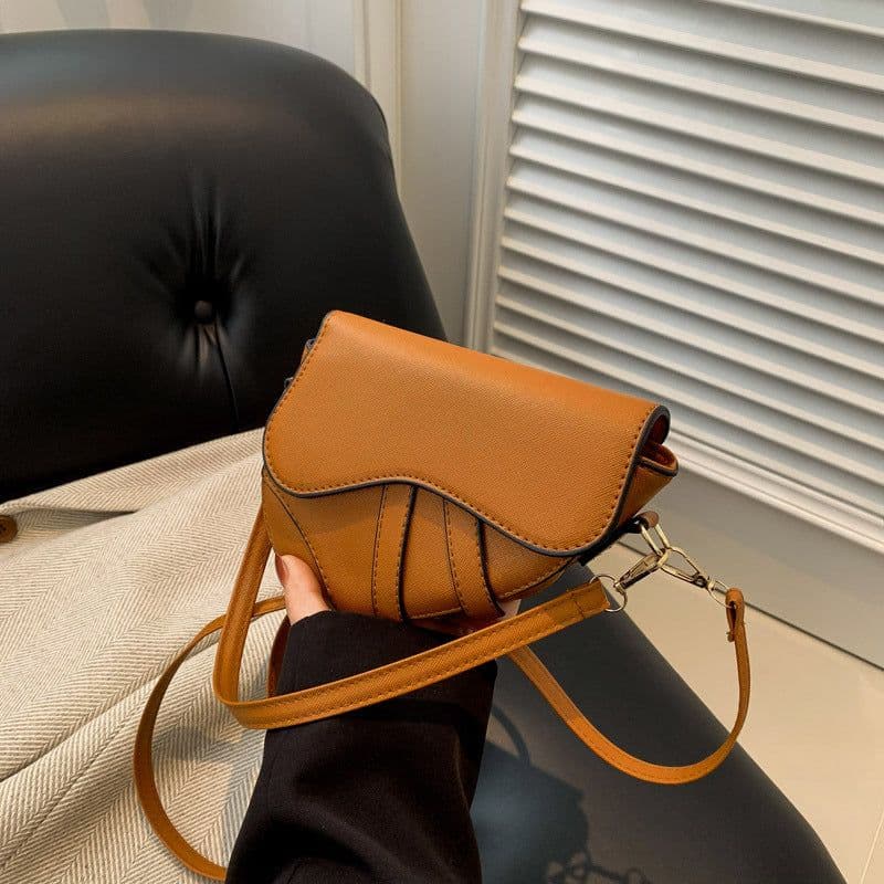 image-Black PU Saddle Bag - Crossbody Magnetic Clasp