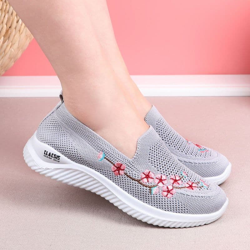 image-Women's Pink Walking Shoes - Mesh Breathable Casual Slip-Ons