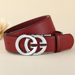 image-Women's Leather Belt - Black Gold Buckle 95-120cm