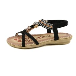 image-RUILIAN Beach Sandals - Apricot Rhinestone Flat Open Toe
