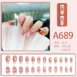 image-Autumn and winter gentle, sweet and pure desire INS style manicure wear nail polish girl whitening printed ice transparent fake nail polish