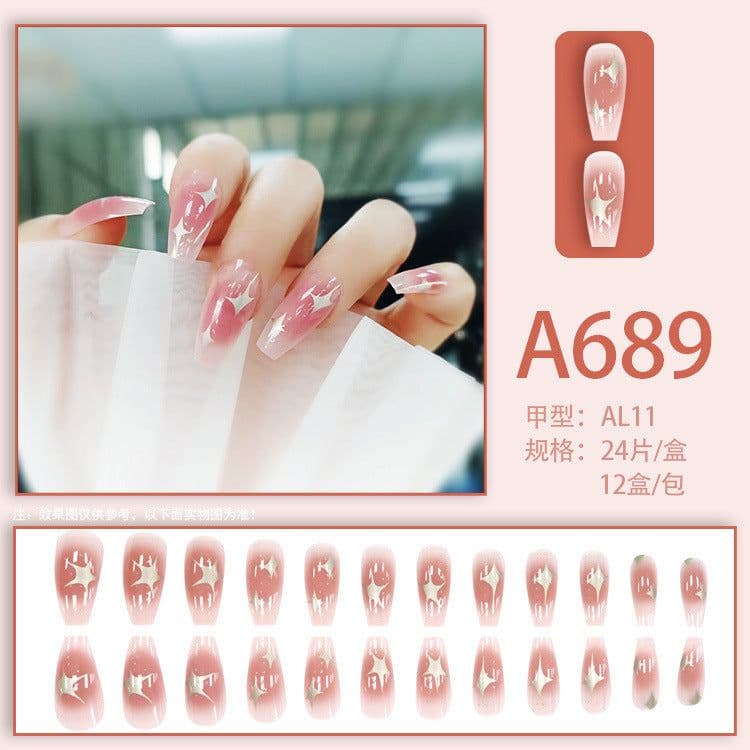 image-Autumn and winter gentle, sweet and pure desire INS style manicure wear nail polish girl whitening printed ice transparent fake nail polish