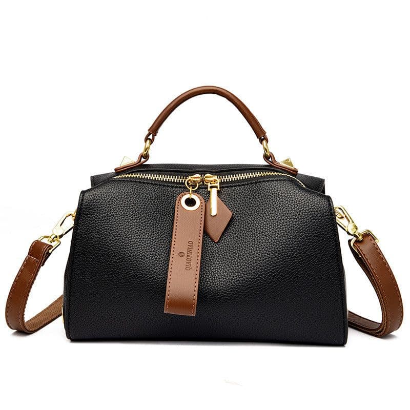 image-Boston Shoulder Bag - Black PU Casual