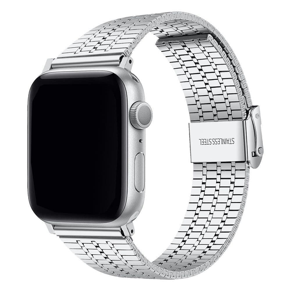 image-Apple Watch Metal Strap Fish Scale Seven Stainless Steel Double Safety Buckle