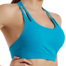 image-Womens Shockproof Gathered Fitness Bra for Running and Yoga Nylon Spandex Nude