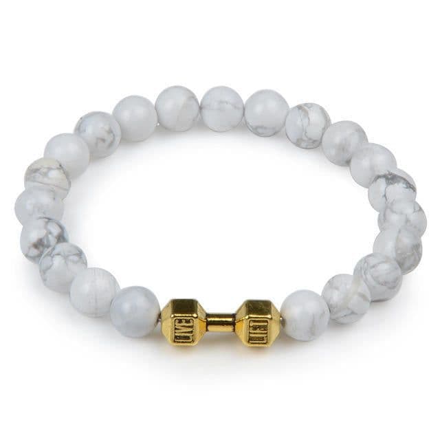 image-Volcanic Lava Dumbbell Bracelet Tiger Eye Blue Turquoise White Turquoise Bracelet Ladies and Men Jewelry Cross-border Hot Sale