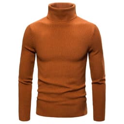 image-2022 autumn and winter new European and American cross-border men's vertical strip knitted pullover slim fit and thin solid color bottoming sweater men