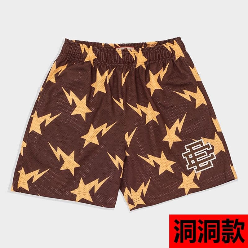 image-New American style shorts casual shorts fitness men's muscle sports five-point pants trendy beach pants mesh breathable shorts