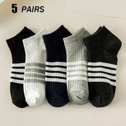 image-Men's Ankle Socks - Breathable Cotton Sports Socks