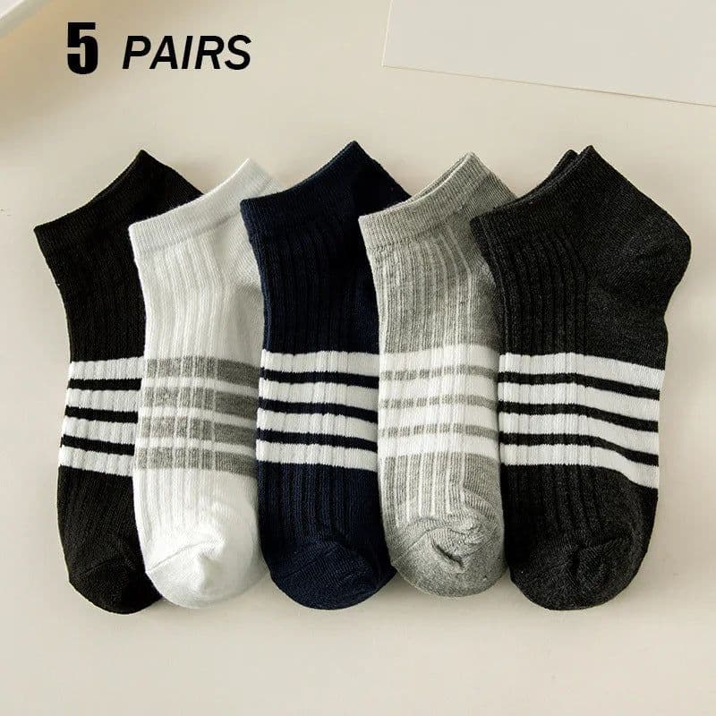 image-Men's Ankle Socks - Breathable Cotton Sports Socks