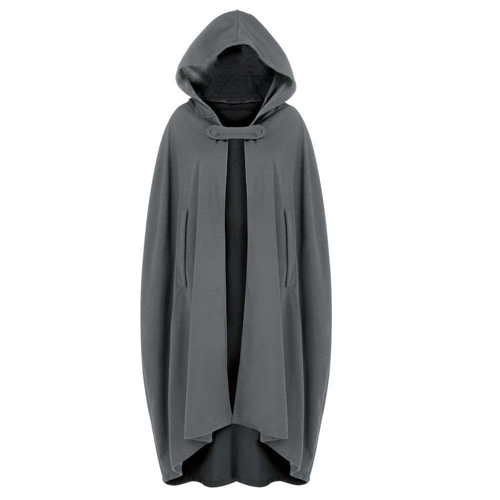 image-Hooded Wool Cloak Coat Women Grey XL Extended