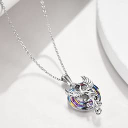 image-Crystal Phoenix Pendant Necklace - Women Blue