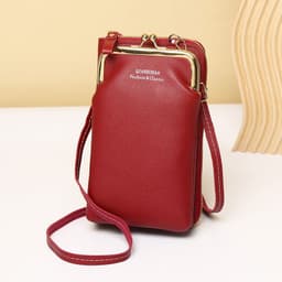 image-Messenger Bag Mobile Phone Bag Ladies Shoulder Bag Candy Color Mini Small Bag Vertical Ladies Clutch Bag Ladies Long Wallet