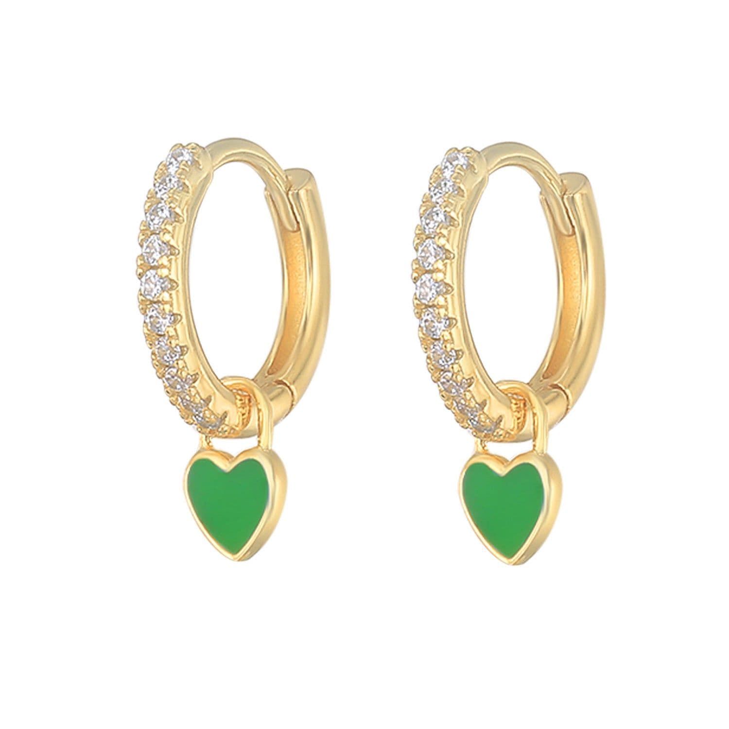 image-S925 Heart-Shaped Earrings - Platinum-White Oil Drop