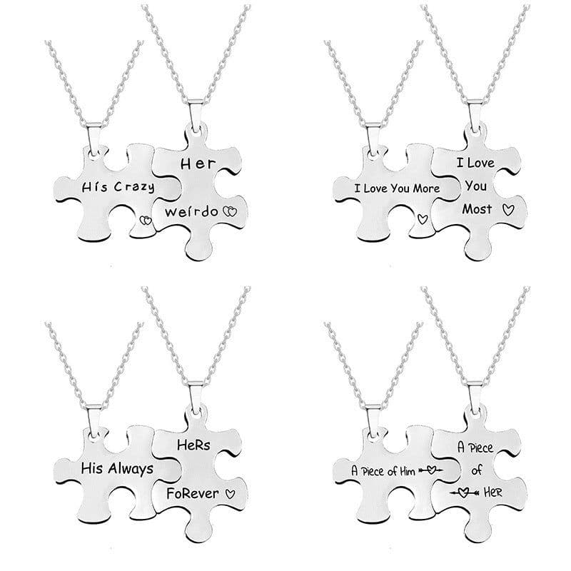 image-Puzzle Necklace Stainless Steel Couple Unisex