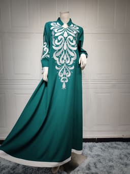 image-AB184 Embroidered Muslim Abaya Dress - Dubai