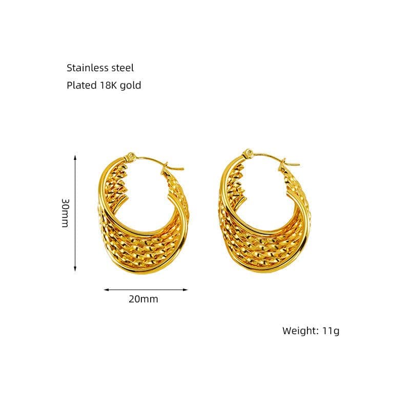 image-Stainless Steel Retro Earrings - Women Geometric Gold