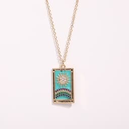 image-Electroplated real gold retro Tarot brand TAROT with drill dripping oil square brand necklace female ins high Zan Zan hot style