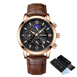 image-BINBOND B6187 Quartz Chronograph Watch - Black 42mm