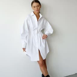 image-Women's 2023 Spring French Shirt Skirt Dress - Long Sleeve Slim Retro