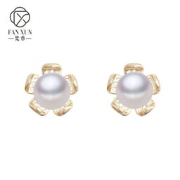image-Ins simple natural freshwater white pearl earrings
