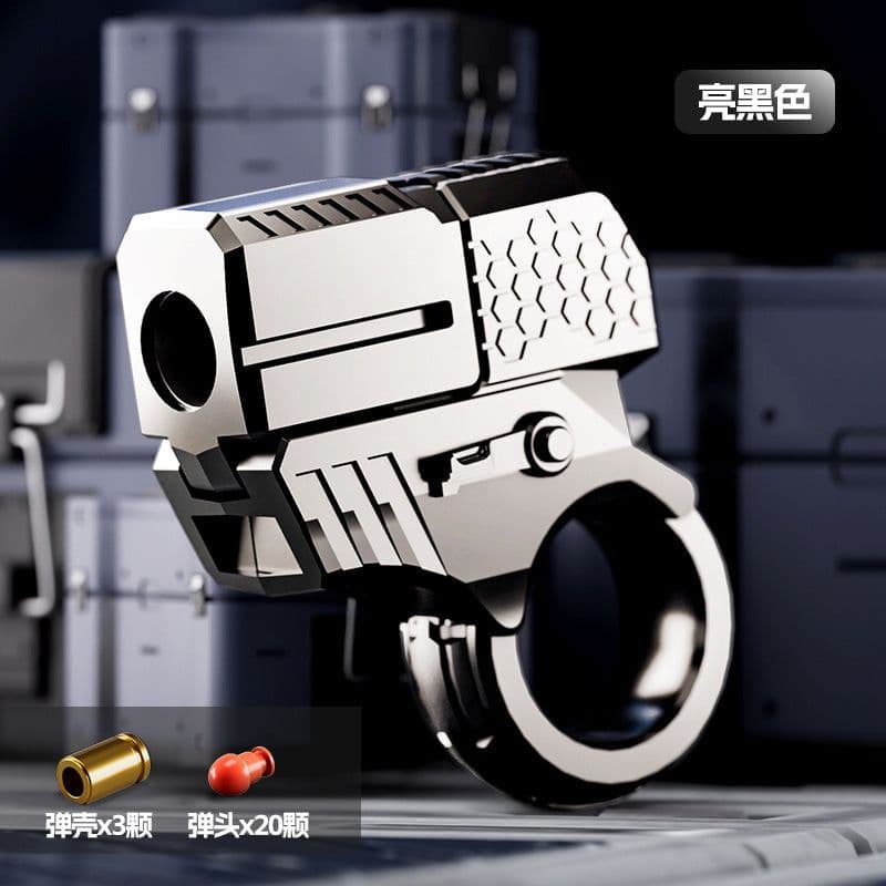 image-Mini 3D Decompression Ring Pistol Toy - Electroplated Silver-JJ001