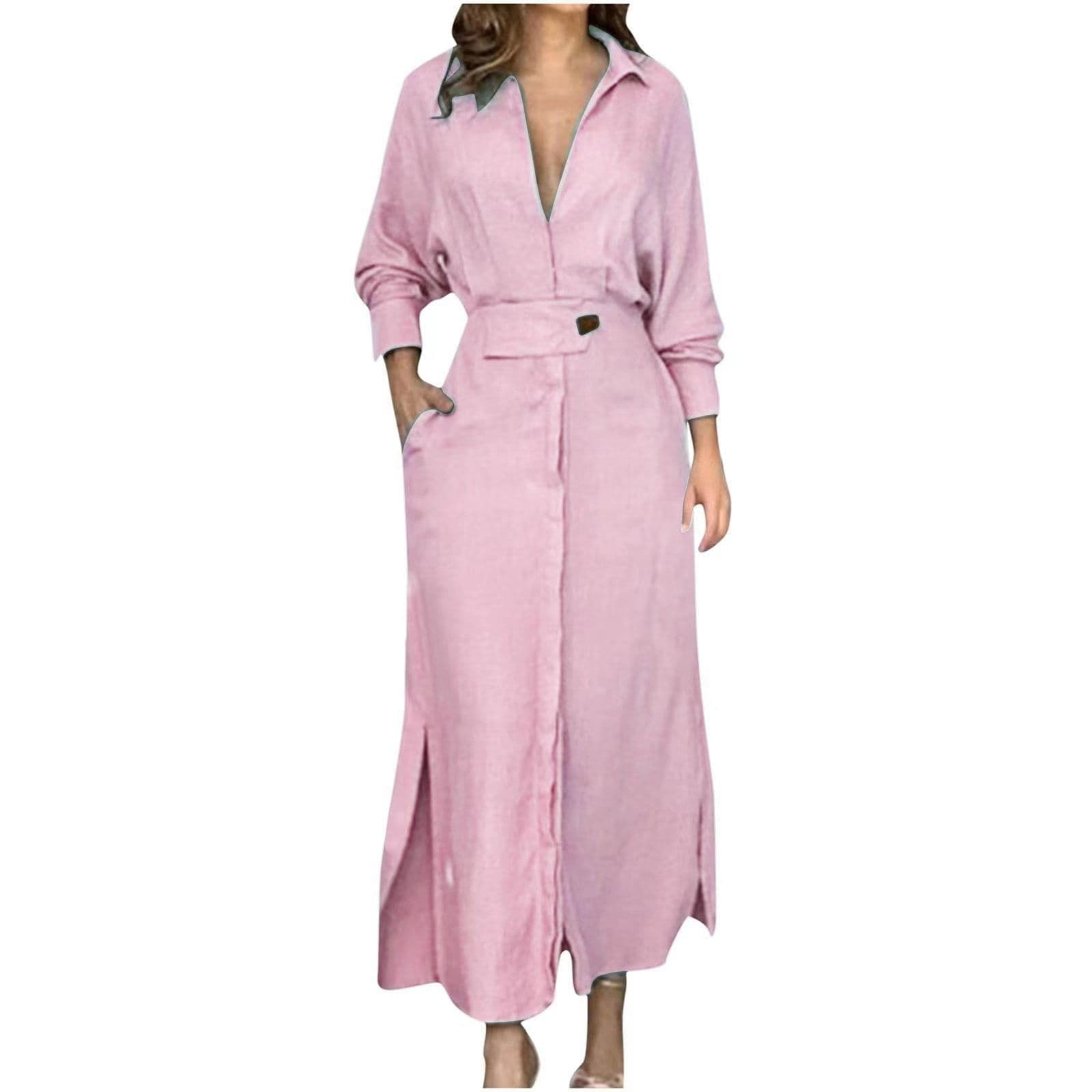 image-Lai Yuan Women's A-Line Dress - Lake Blue Long Sleeve