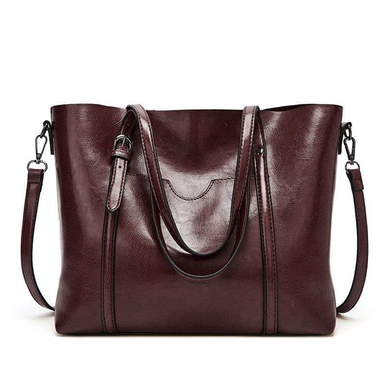 image-ANNMUU Tote Bag - Brown PU Leather Shoulder Bag