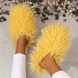 image-Women's Fur Slippers - Warm Home Cotton Slides