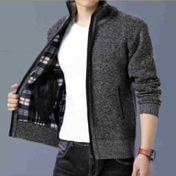 image-Men's Cardigan Sweater Jacket - Polyester Thick Long Sleeve