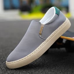 image-Men's Canvas Slip-On Casual Shoes - Size 48