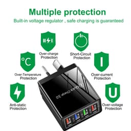 image-AU 4USB Mobile Phone Charger 3.1A Multi-Port European Head