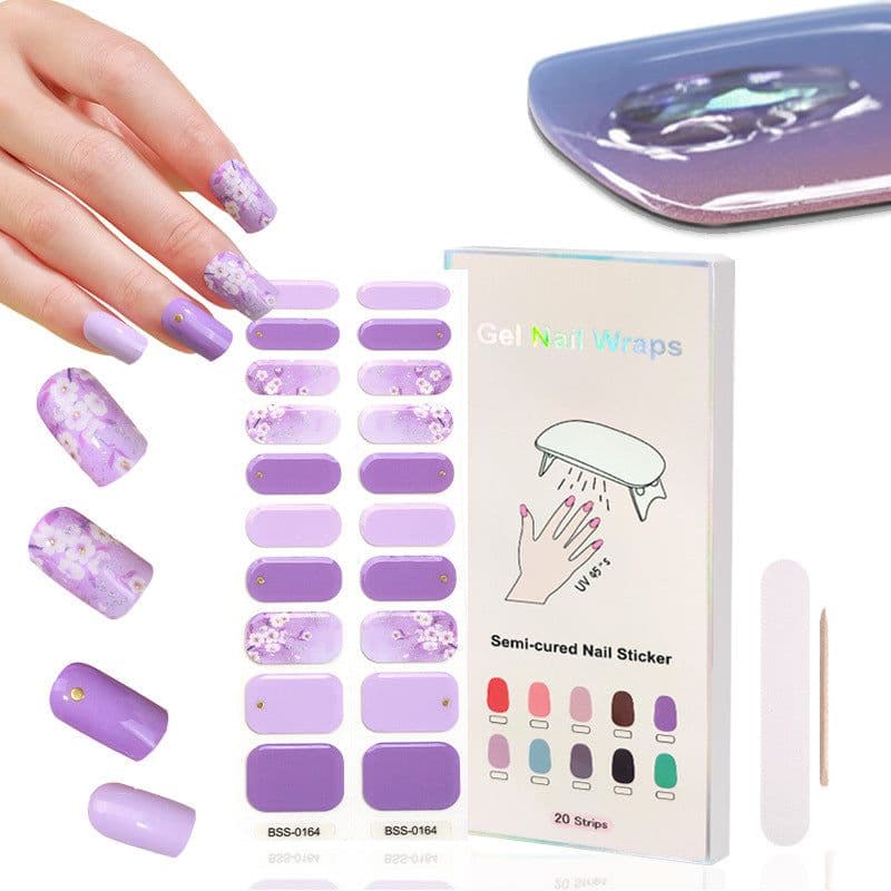 image-Cross-border 2023 European and American Gel Nail Sticker Waterproof 3D Bronzing Flower UV Phototherapy Semi-curing Nail Sticker Wholesale