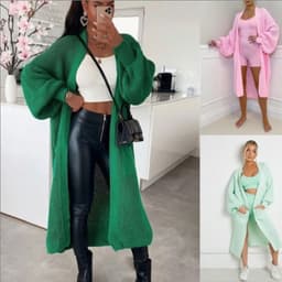 image-Women's Cardigan Sweater - Deep Pink Lantern Sleeve