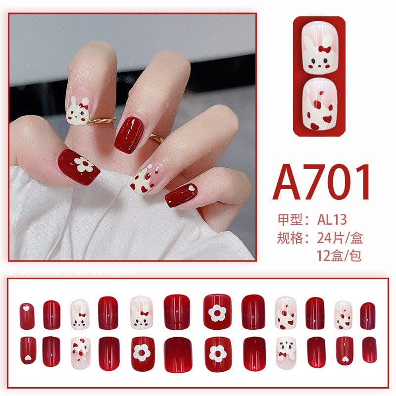 image-Autumn and winter gentle, sweet and pure desire INS style manicure wear nail polish girl whitening printed ice transparent fake nail polish