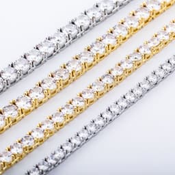 image-European and American hiphop 3-6mm 925 silver hip hop single row tennis chain full zircon necklace tennis chain