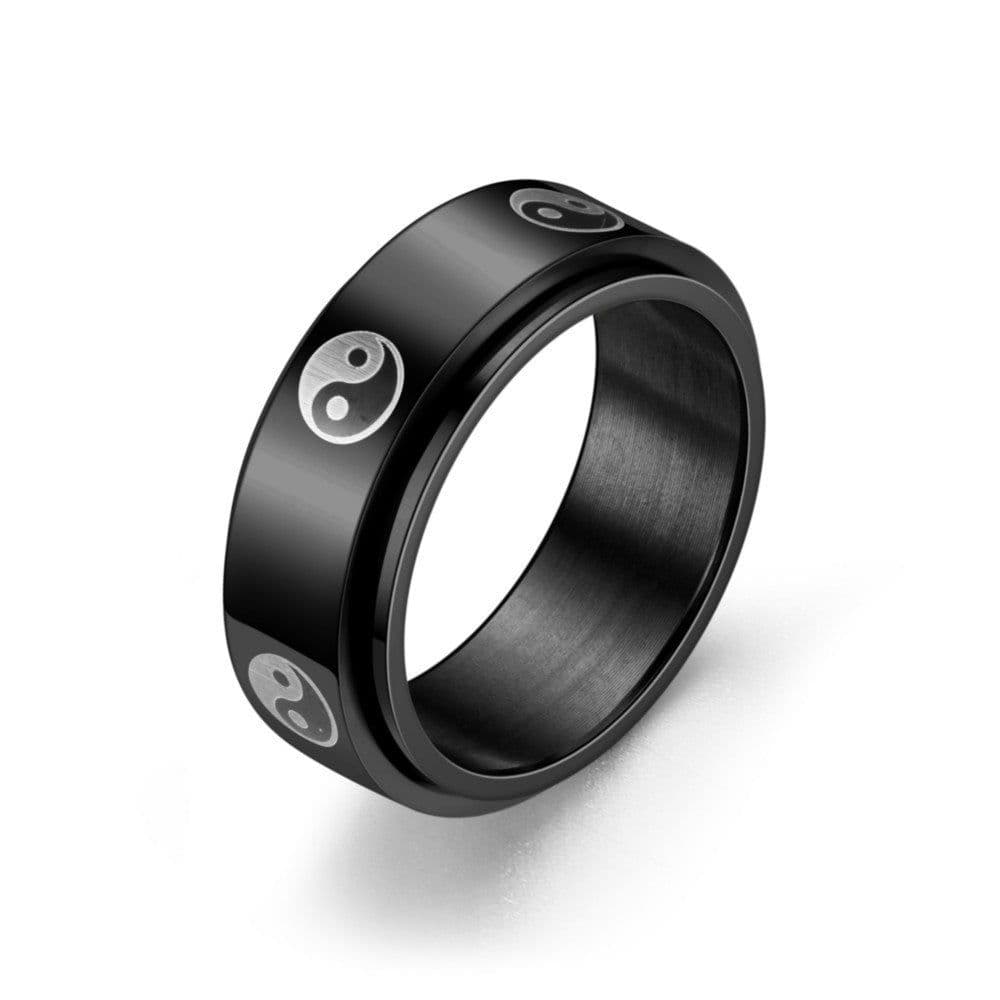 image-New simple transfer jewelry men's titanium steel rotatable beer bottle chain ring personality domineering ring