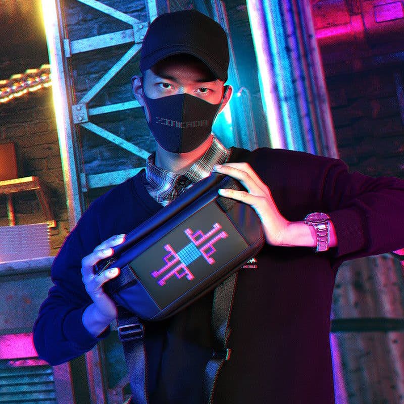 image-Trendy brand LED light-emitting advertising bag Bluetooth DIY functional crossbody bag men's trendy cool design sports chest bag