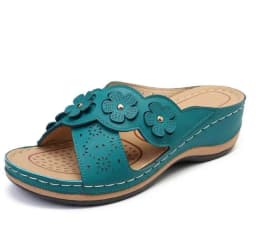 image-European and American Multicolor Cross Retro Flowers Super Flat Bottom Round Toe Casual Beach Ladies Sandals Slippers Ladies Foreign Trade