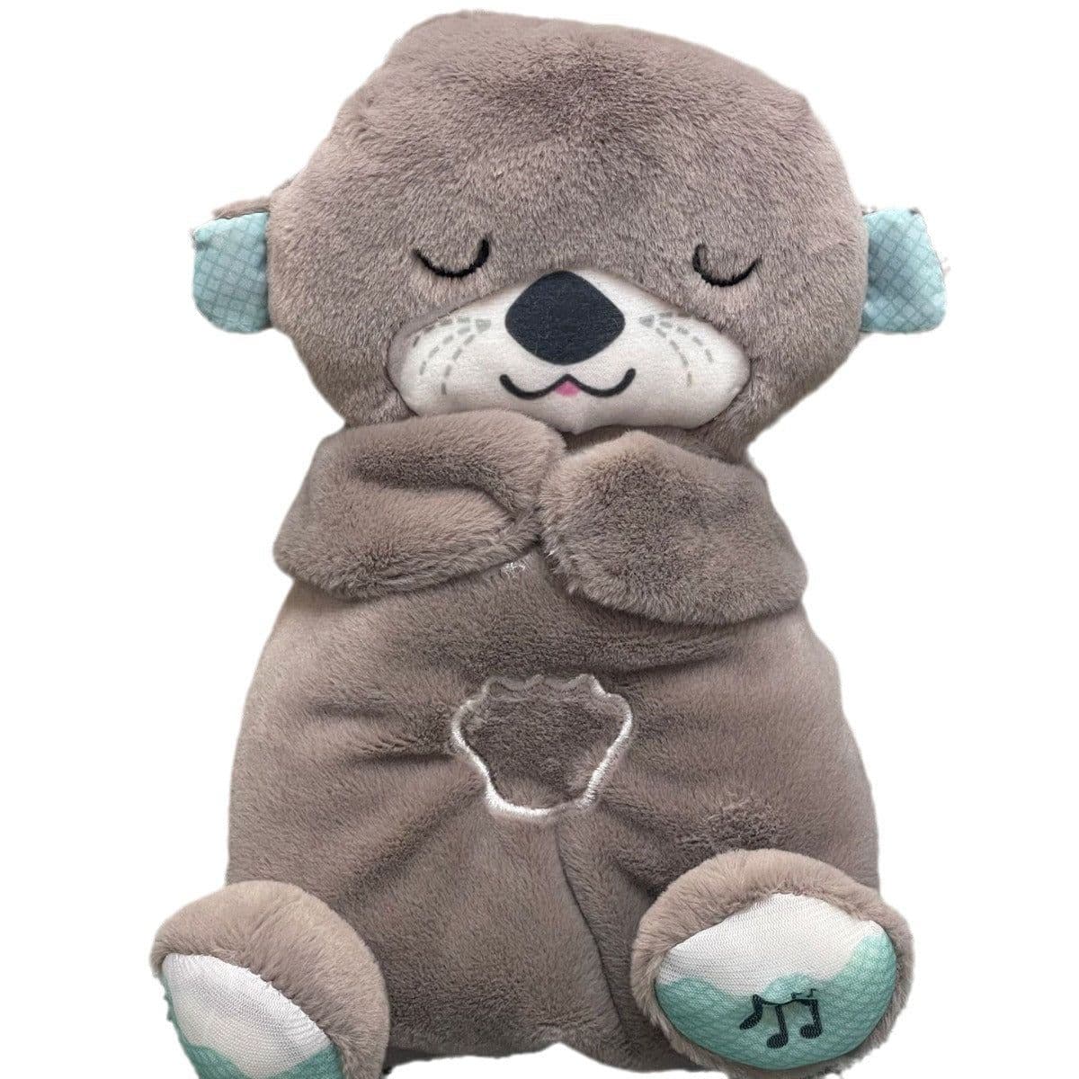 image-Breathing Bear Plush Toy - Dark Gray 30cm Soothing