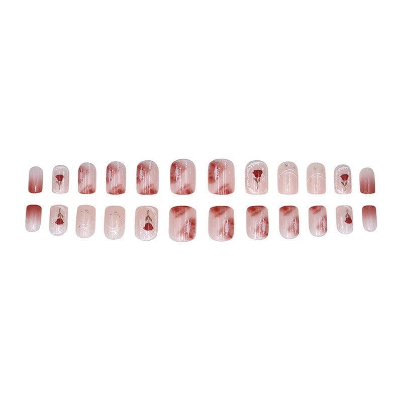 image-Summer and autumn gentle and simple pure lust style wearable nail patches printed solid color French style removable manicure fake nail patches wholesale