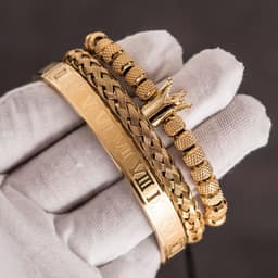 image-Cross-border Hot Sale Glossy Crown Bracelet Set Pineapple Beads Roman Numerals Twist Bracelet Set