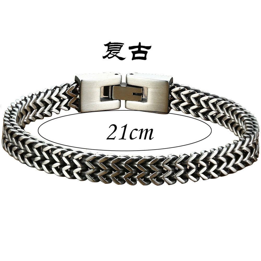 image-Trendy Hip-Hop RapHap Steel Snake Chain Bracelet - Titanium Steel