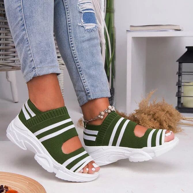 image-wish sandals female 2020 new sports summer flat bottom thick bottom muffin with trendy net red fashion casual