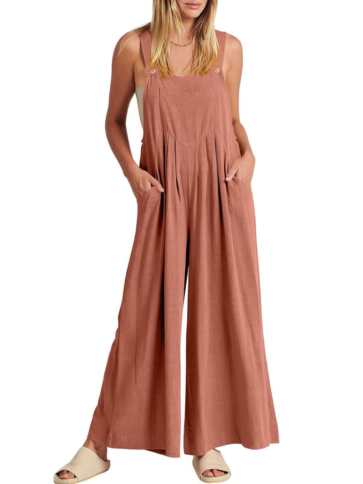 image-Women's Sleeveless Jumpsuit - Dark Brown Polyester 5XL