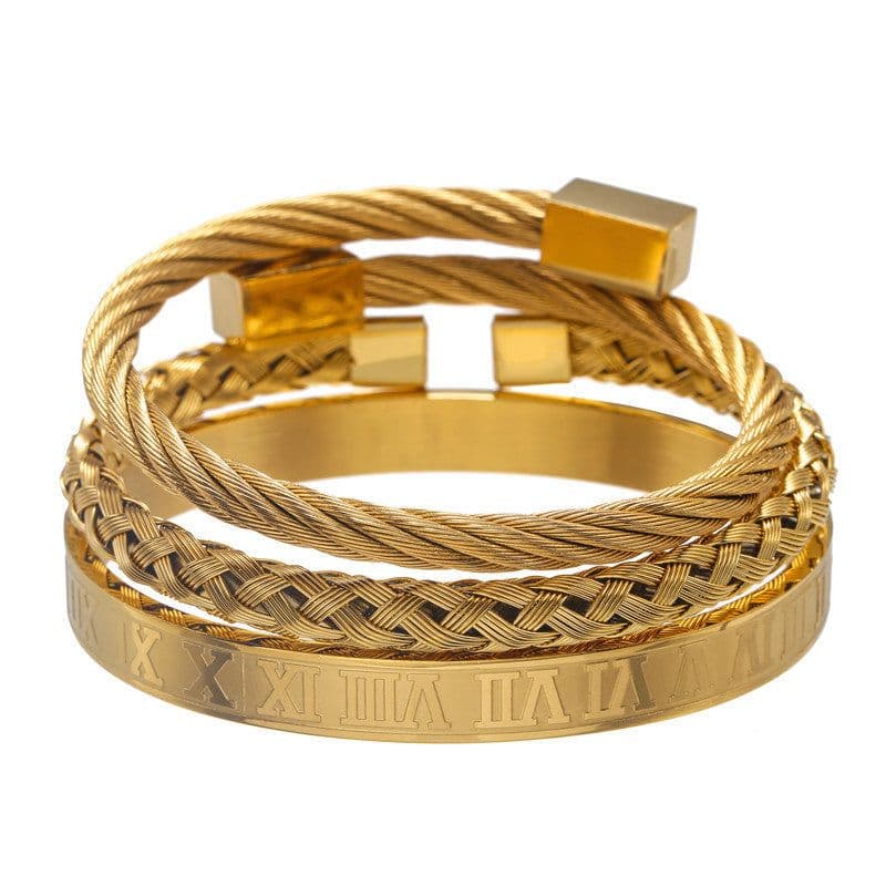 image-Stainless Steel Geometric Bracelet Men - Retro