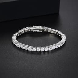 image-Men's Sterling Silver Tennis Bracelet - Rose Gold 23cm