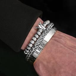 image-Cross-border Hot Sale Glossy Crown Bracelet Set Pineapple Beads Roman Numerals Twist Bracelet Set