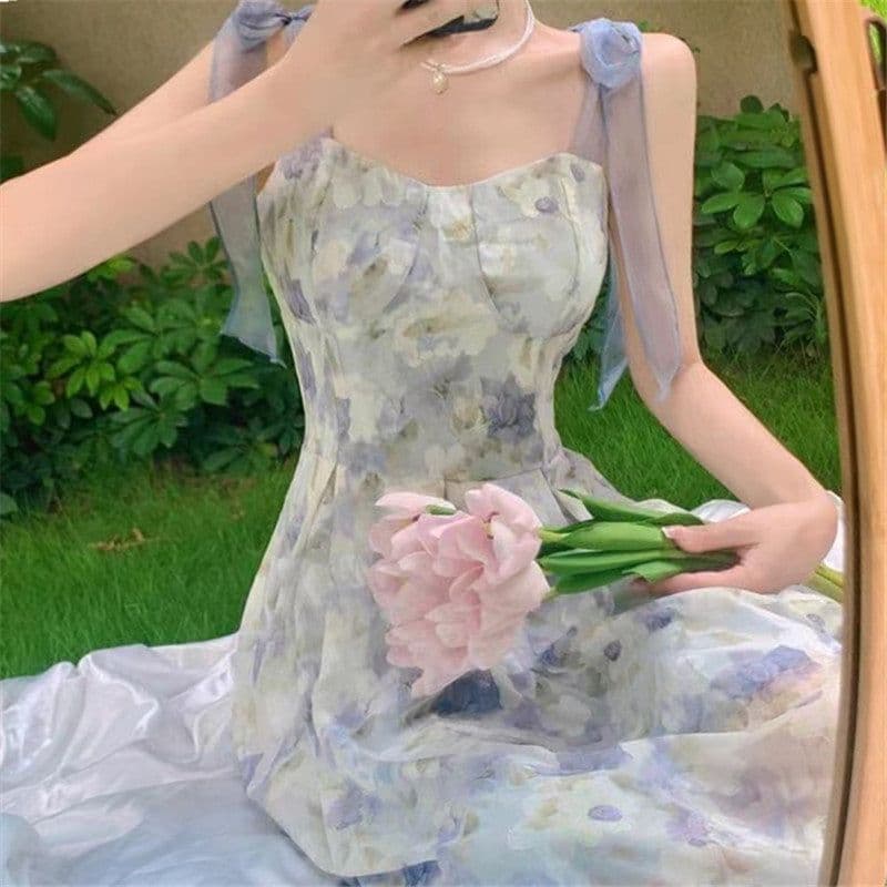 image-Suspender A-Line Dress Women Summer Floral Print