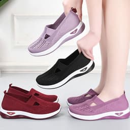 image-Elderly Men's Slip-On Breathable Shoes - Soft Sole Comfort, 45+ Years